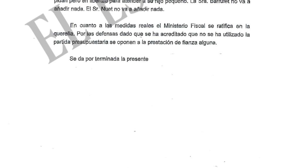 Acta del Tribunal Supremo sobre el turno de última palabra.