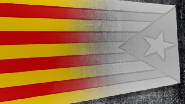 Imagen de una bandera independentista perdiendo color.