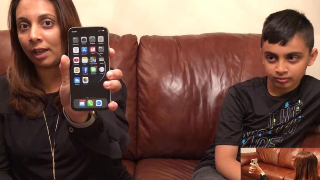 madre hijo apple iphone x face id seguridad