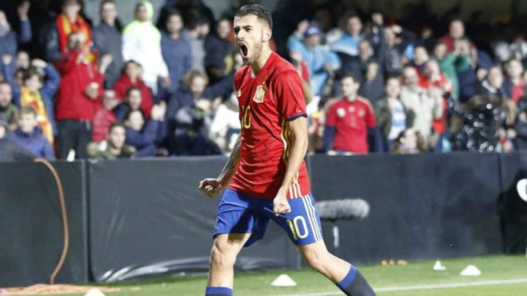 Ceballos celebrando su gol con España. Foto: sefutbol.com