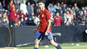 Ceballos celebrando su gol con España. Foto: sefutbol.com