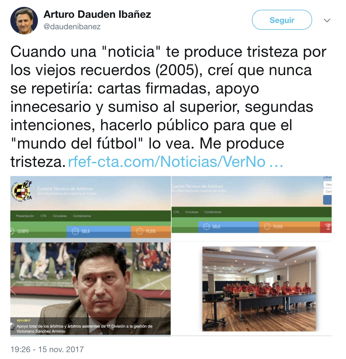 Respuesta de Daudén Ibañez a la carta de los árbitros