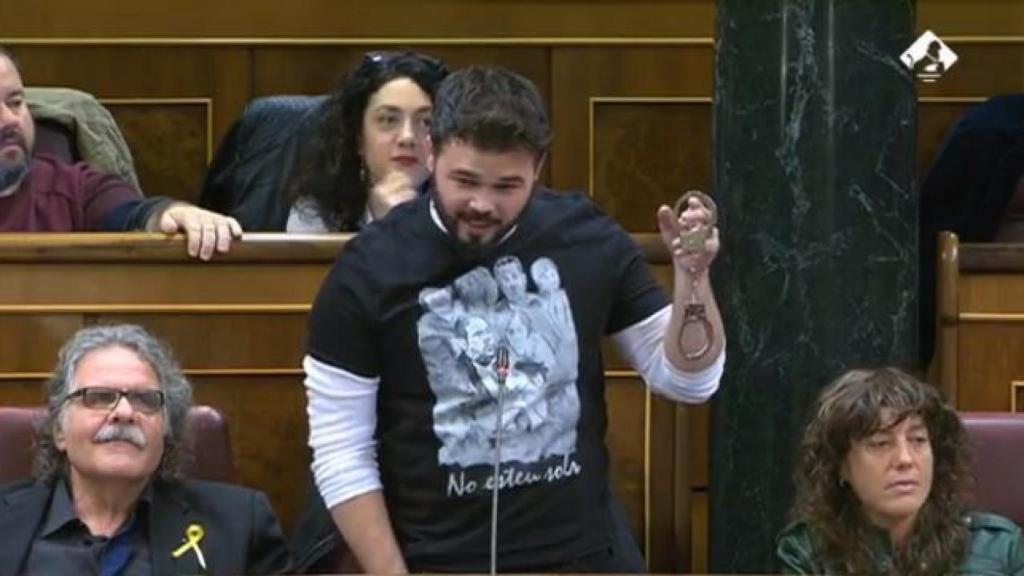 Gabriel Rufián durante su intervención en el Congreso