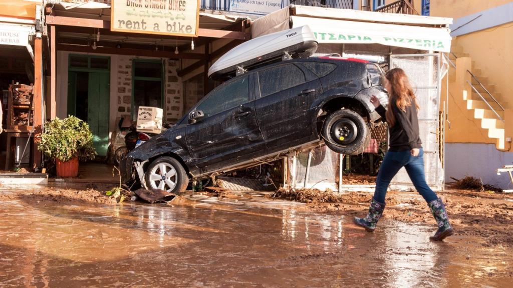 Daños producidos en la isla de Symi por las fuertes lluvias.