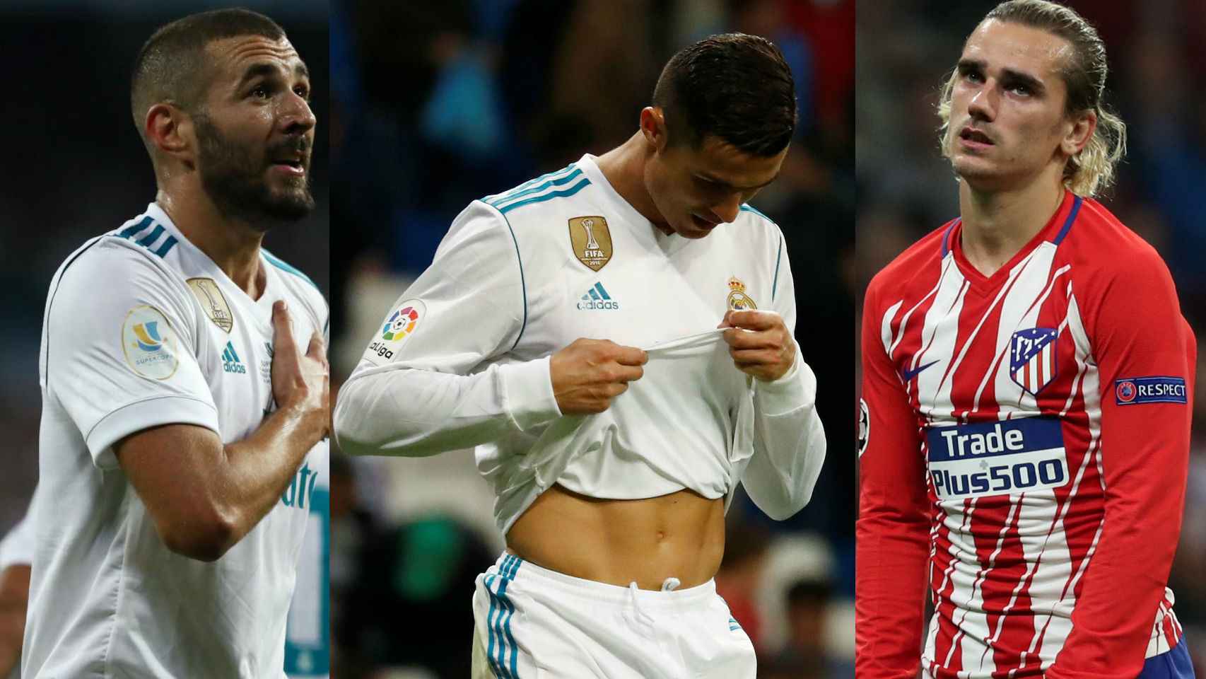Benzema, Cristiano Ronaldo y Griezmann.