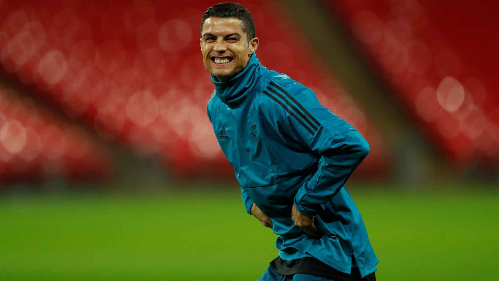Cristiano Ronaldo en un entrenamiento con el Madrid.