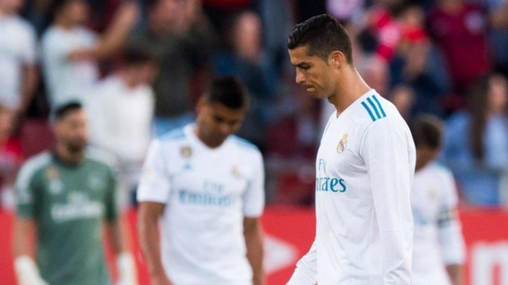 Cristiano, cabizbajo ante el Girona. Foto Twitter (@ChampionsLeague)