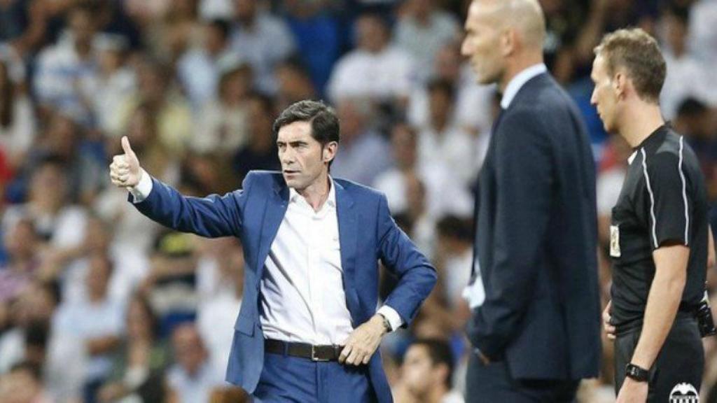 Marcelino en el Santiago Bernabéu. Foto: valenciacf.com