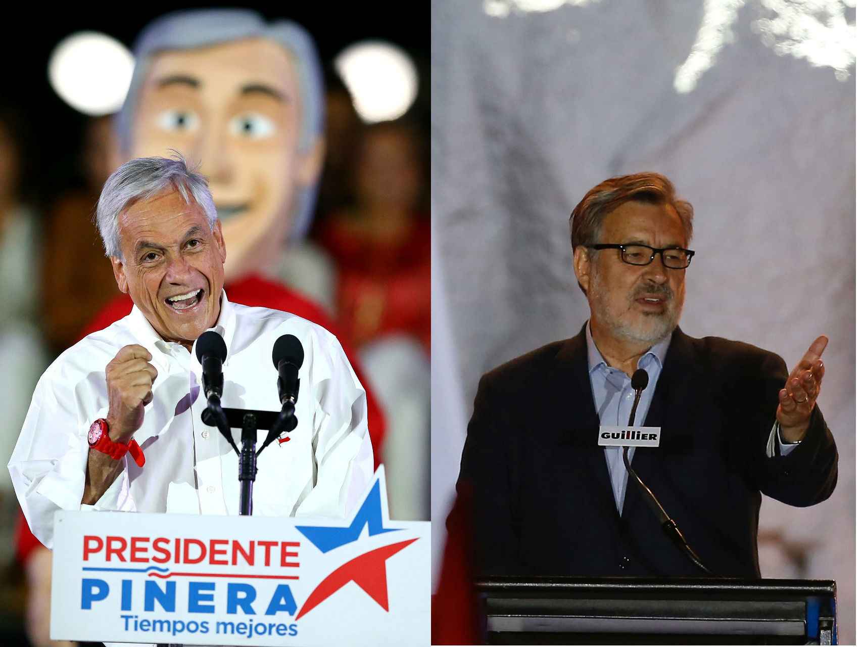 Piñera y Guillier los dos principales candidatos a las elecciones de Chile.