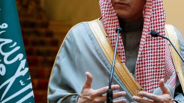 Adel bin Ahmed al Jubeir, durante su rueda de prensa en Exteriores este viernes