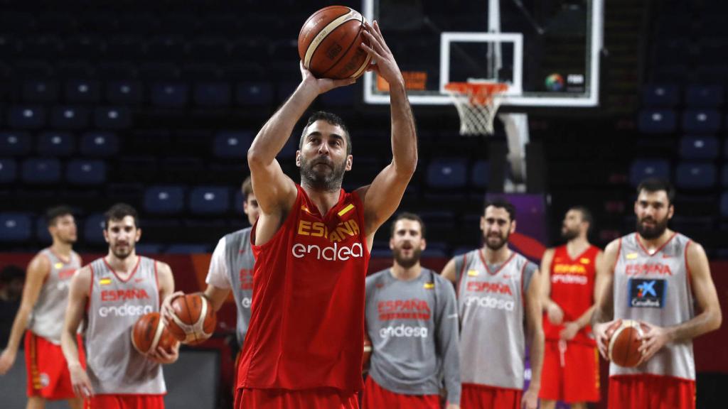 Juan Carlos Navarro en un entrenamiento con España.