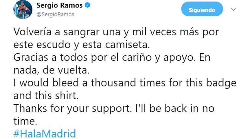 Sergio Ramos: Sangraría mil veces por este escudo