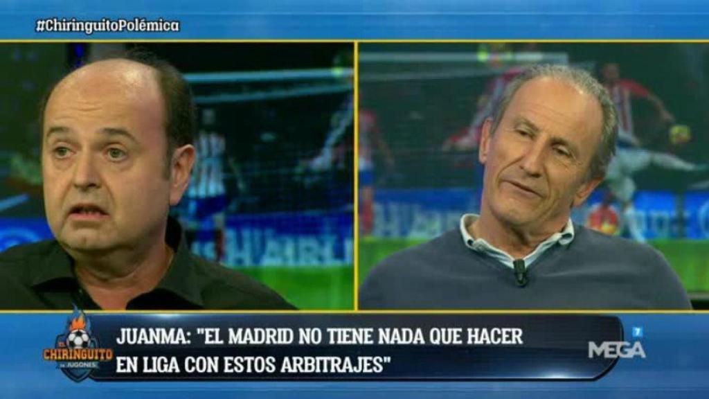 Juanma Rodríguez y Petón, en El Chiringuito. Foto: Twitter (@elchiringuitotv)