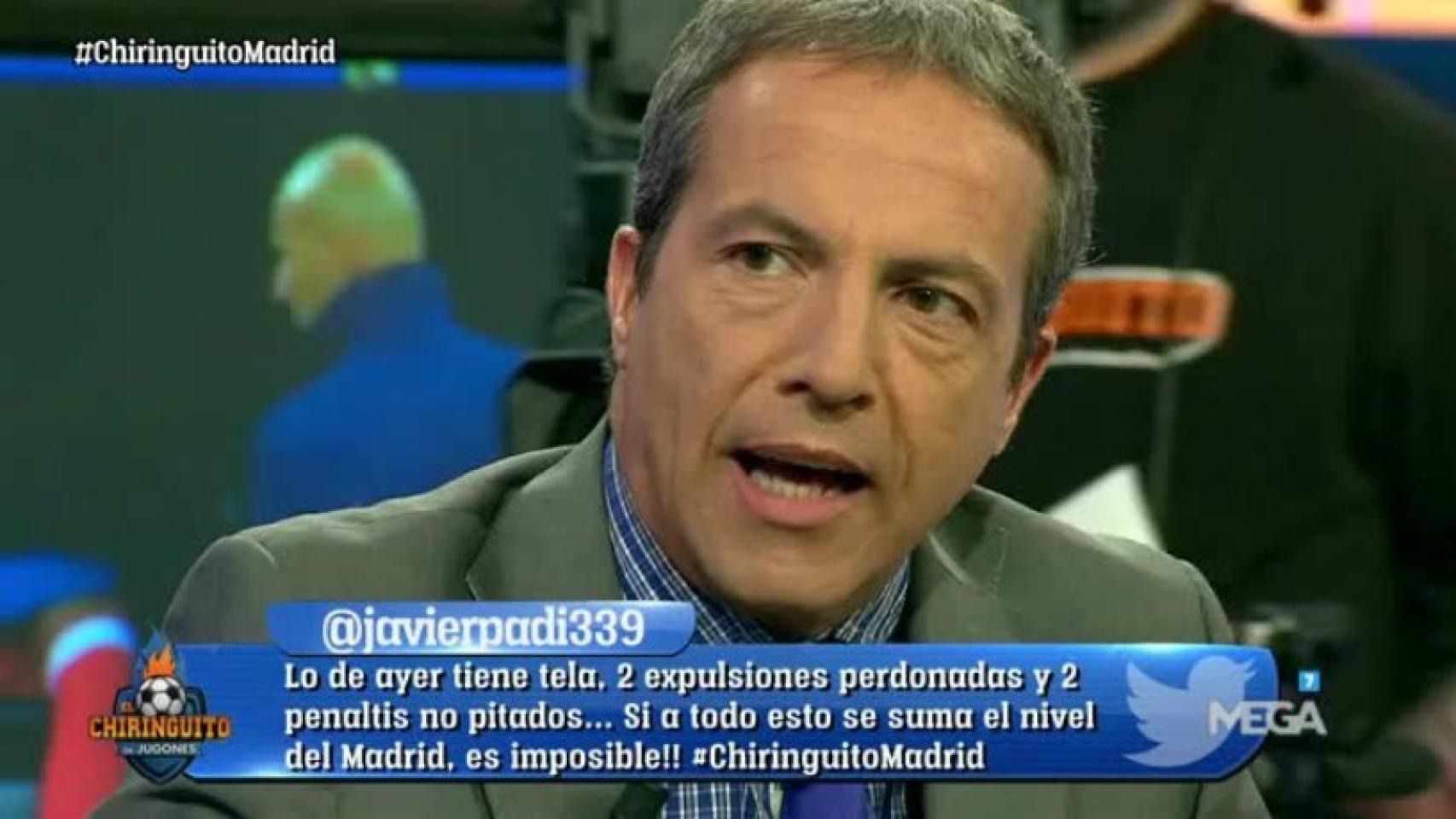 Cristobal Soria en El Chiringuito. Foto: Twitter (@elchiringuitotv)