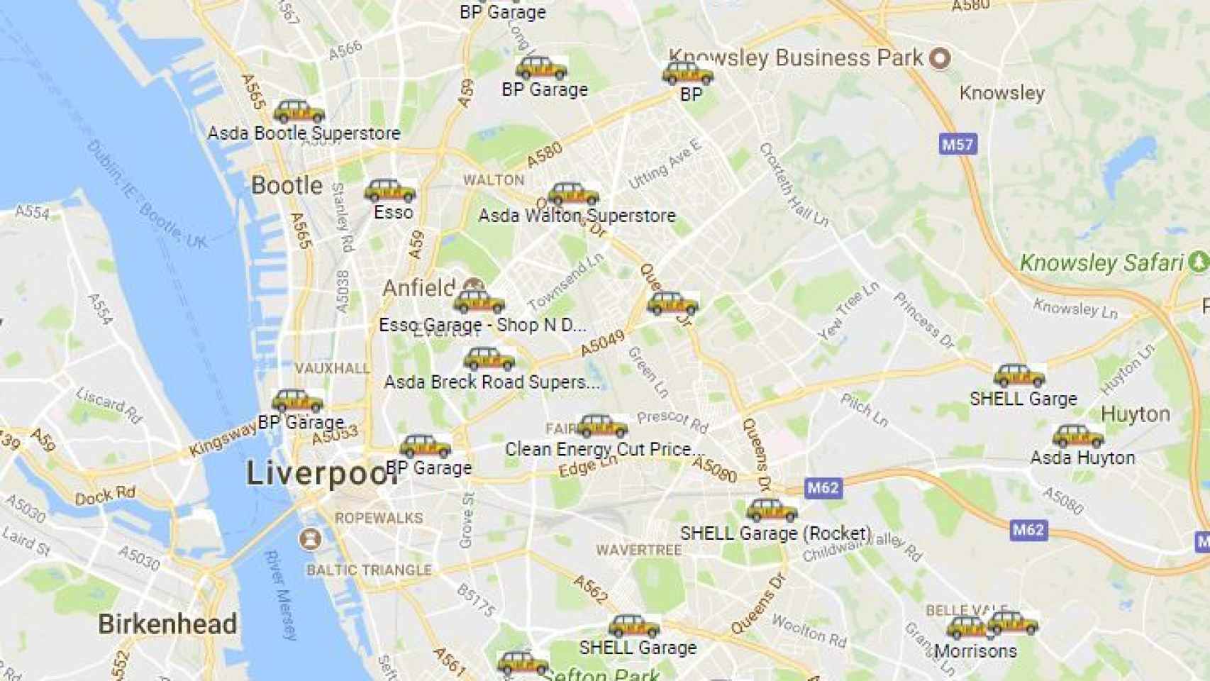 Mapa de las gasolineras donde ya no se vende The Sun