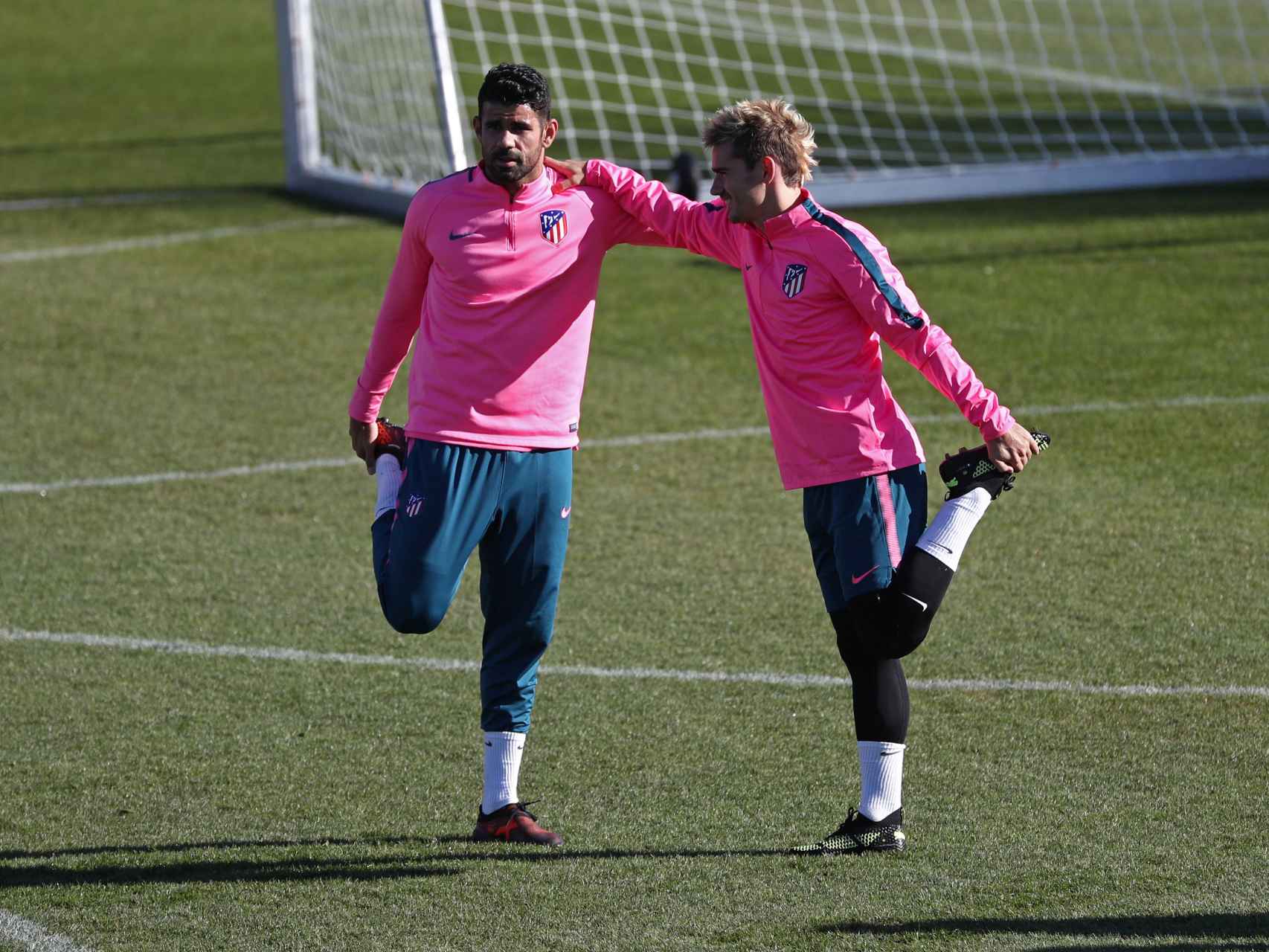 Diego Costa y Griezmann durante el entrenamiento.