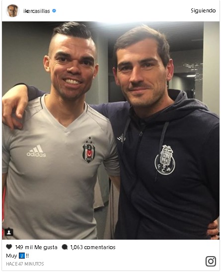 Casillas y Pepe presumen de amistad en Instagram