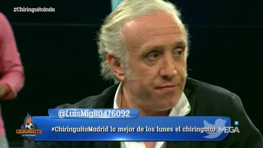 Inda, en El Chiringuito. Foto: Twitter (@elchiringuitotv)