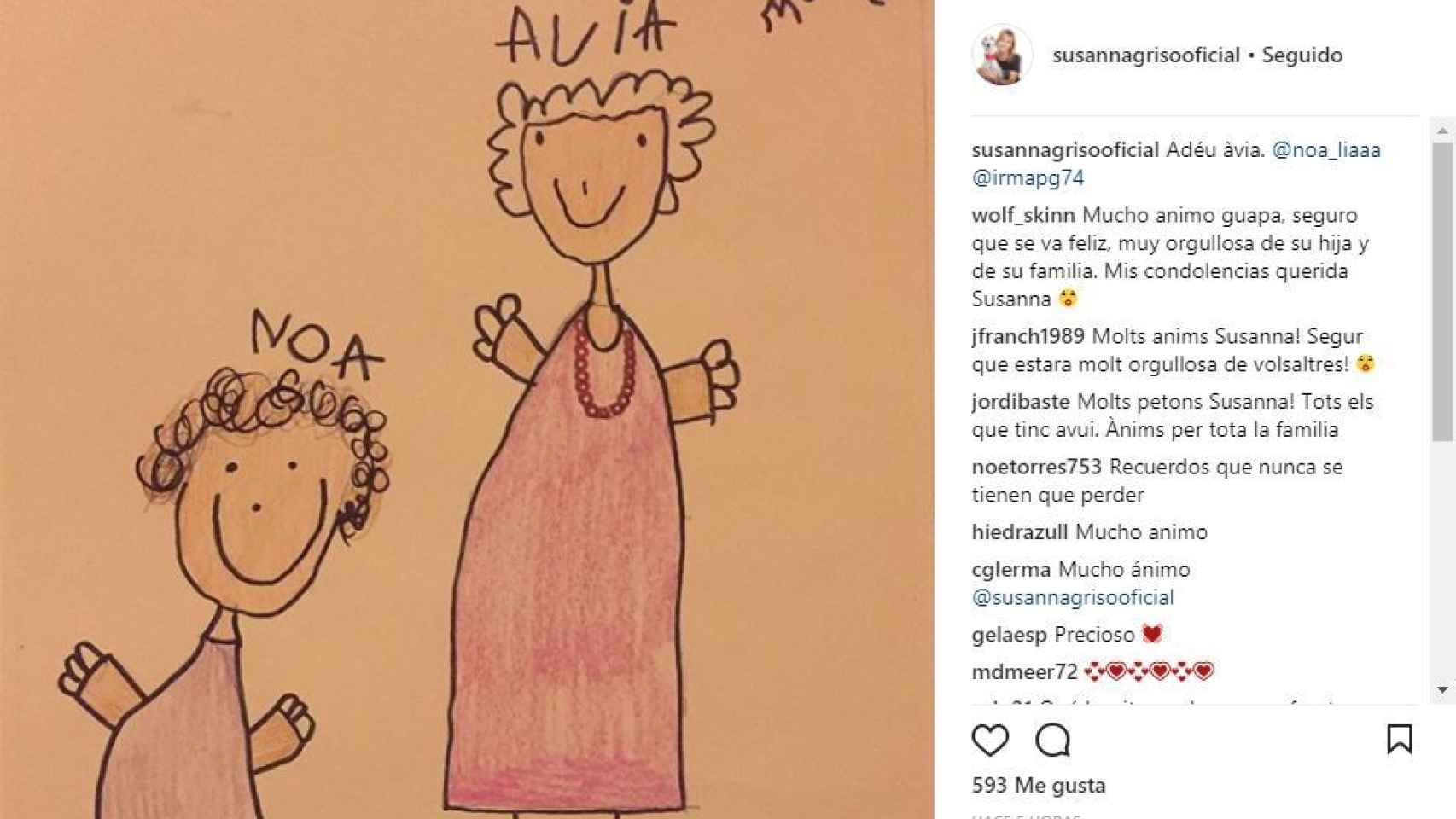 El dibujo de la hija de Susanna Griso en las redes sociales.