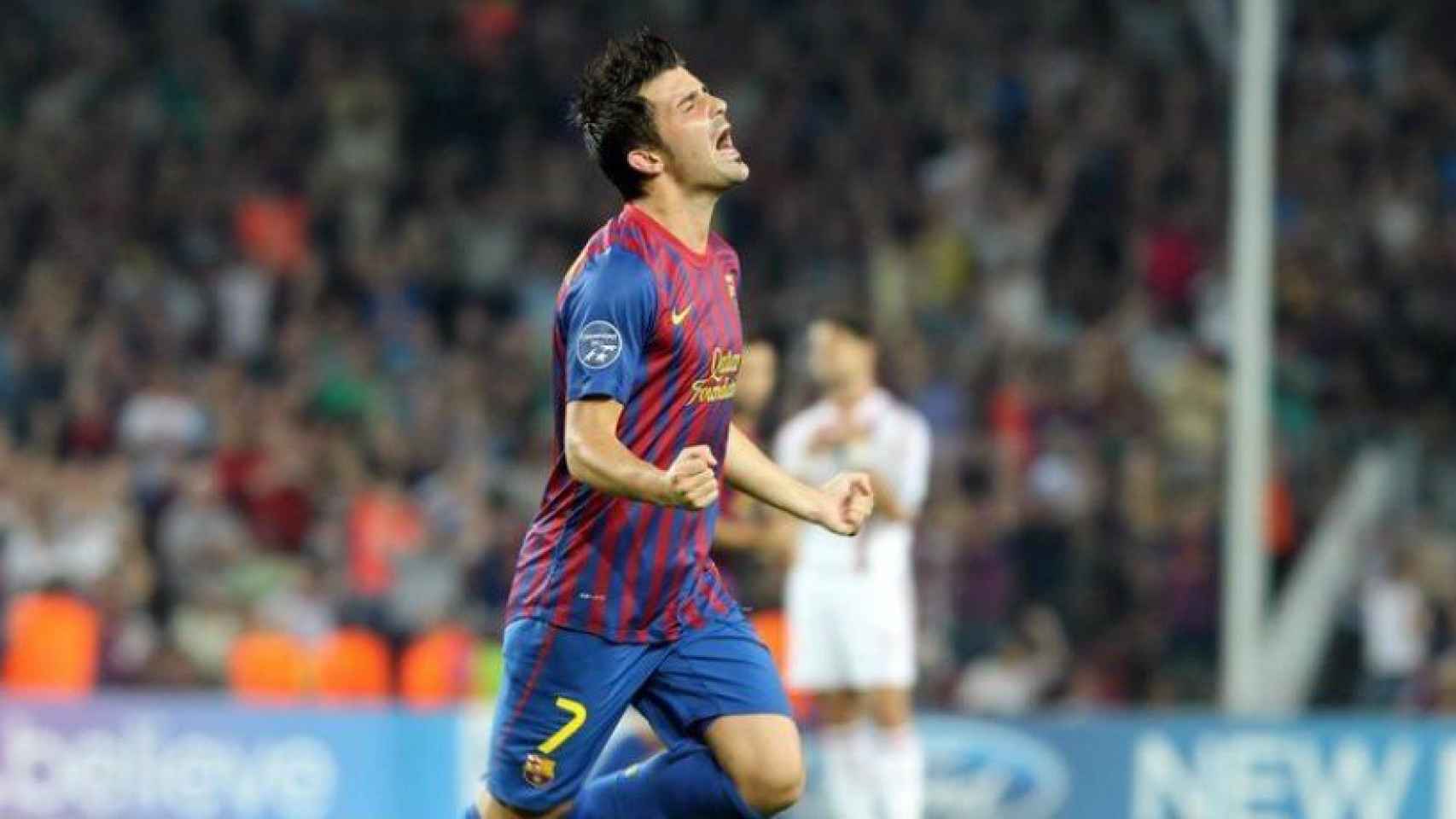 David Villa celebra un gol con el Barça. Foto: fcbarcelona.es