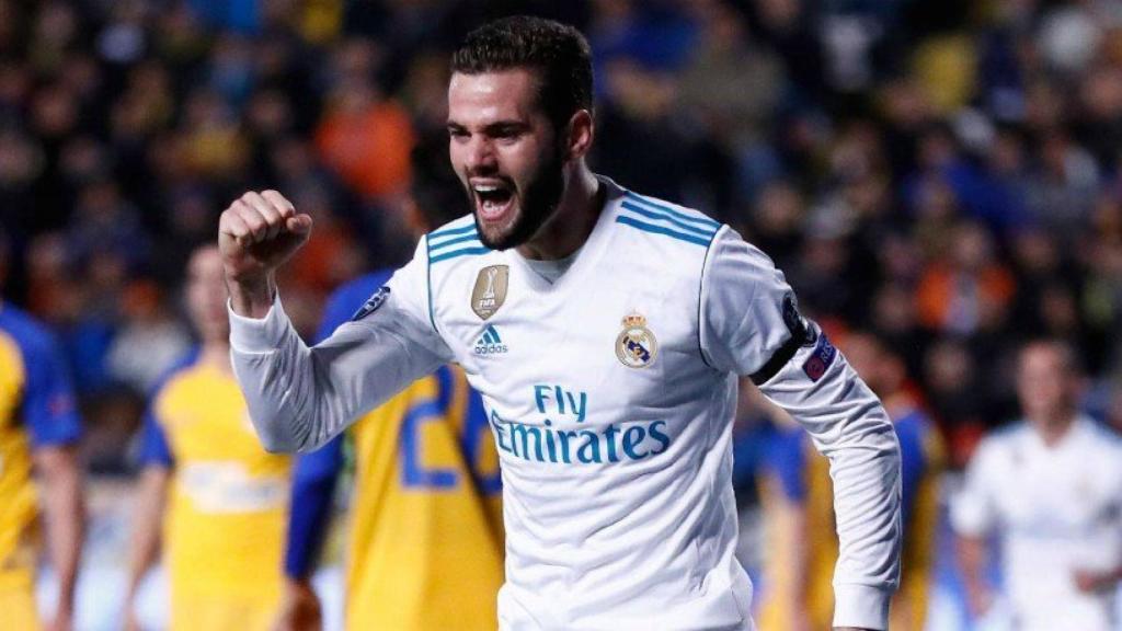 Nacho celebra su gol contra el APOEL