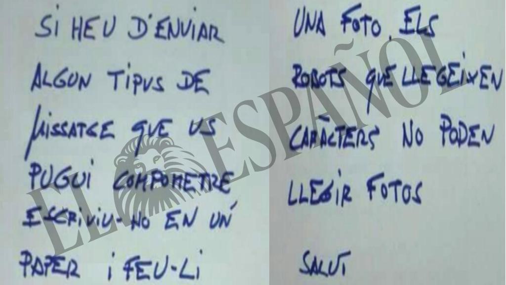 Documento con instrucciones para burlar la vigilancia sobre los mensajes.