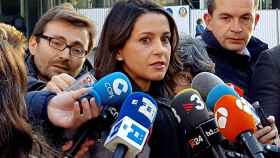 La candidata de Ciudadanos, Inés Arrimadas, durante su comparecencia en Bruselas