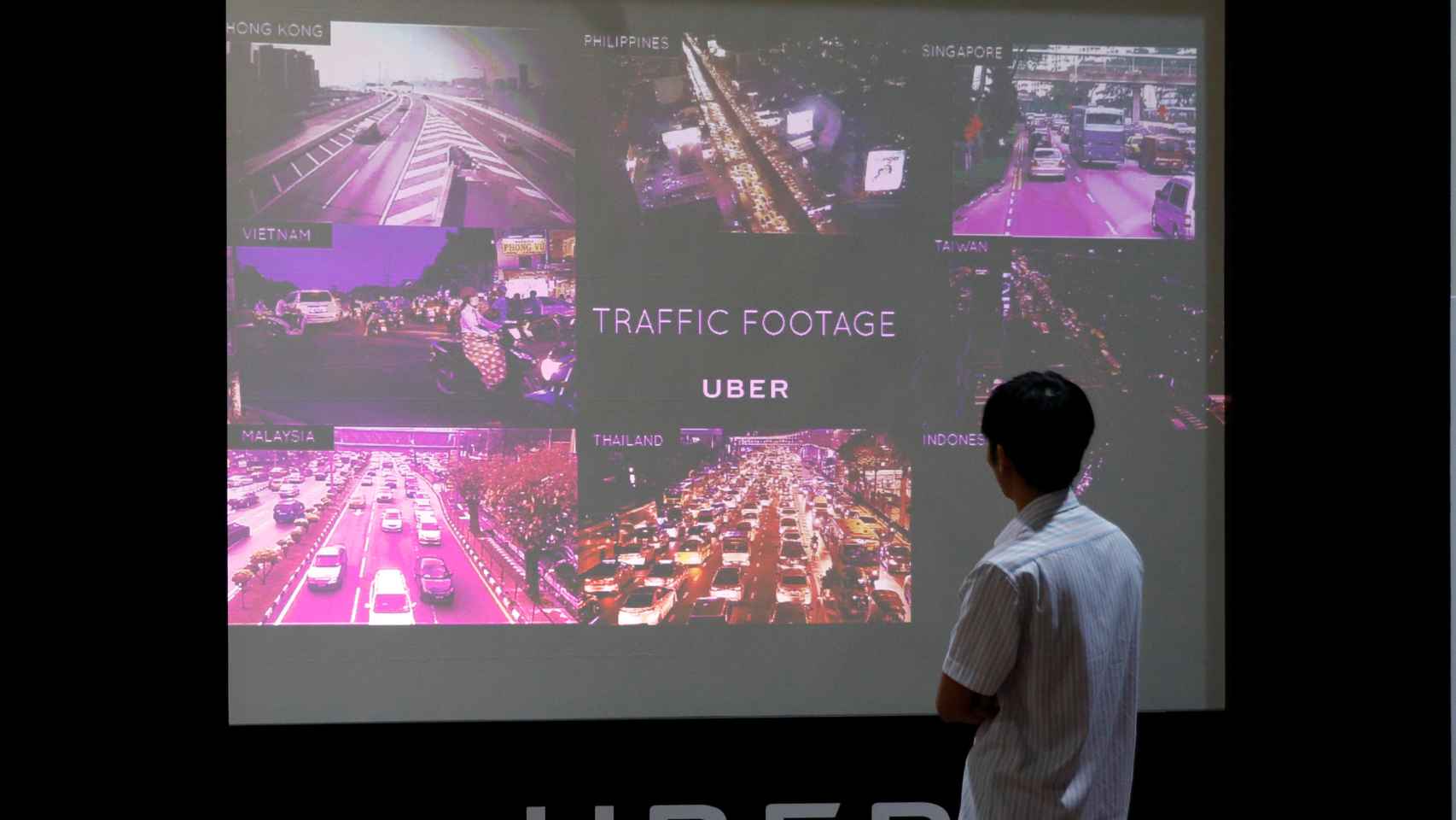Condiciones del tráfico en diferentes ciudades asiáticas durante un evento de Uber en Singapur.