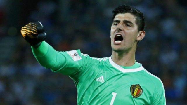 Courtois celebra con Bélgica Foto chelseafc.com