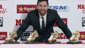 Messi, con sus cuatro Botas de Oro.