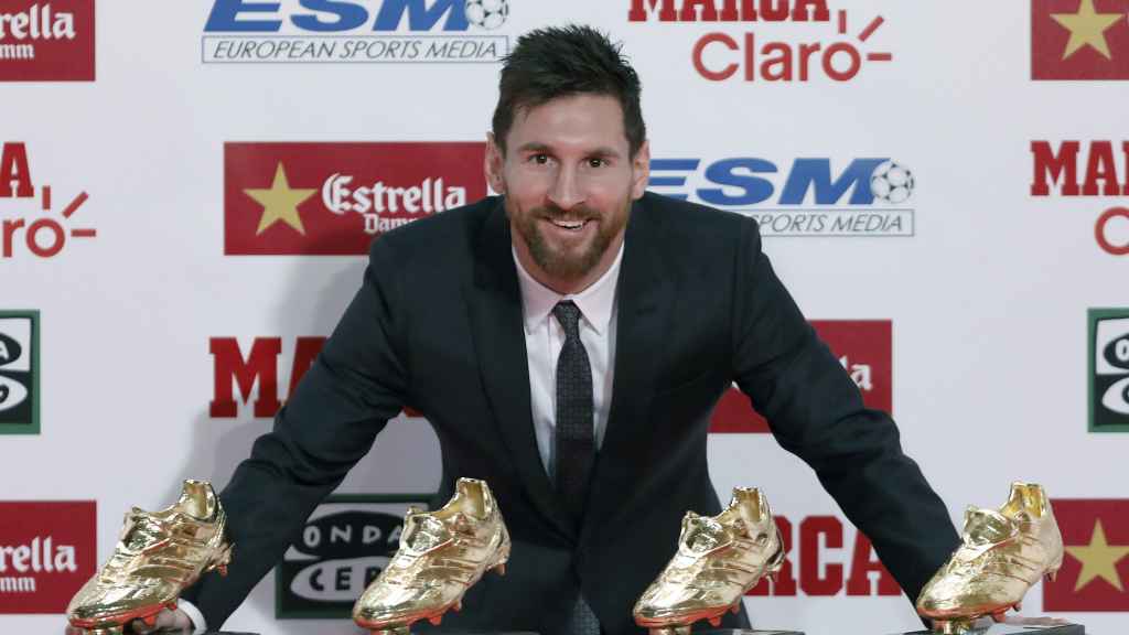 Messi, con sus cuatro Botas de Oro.