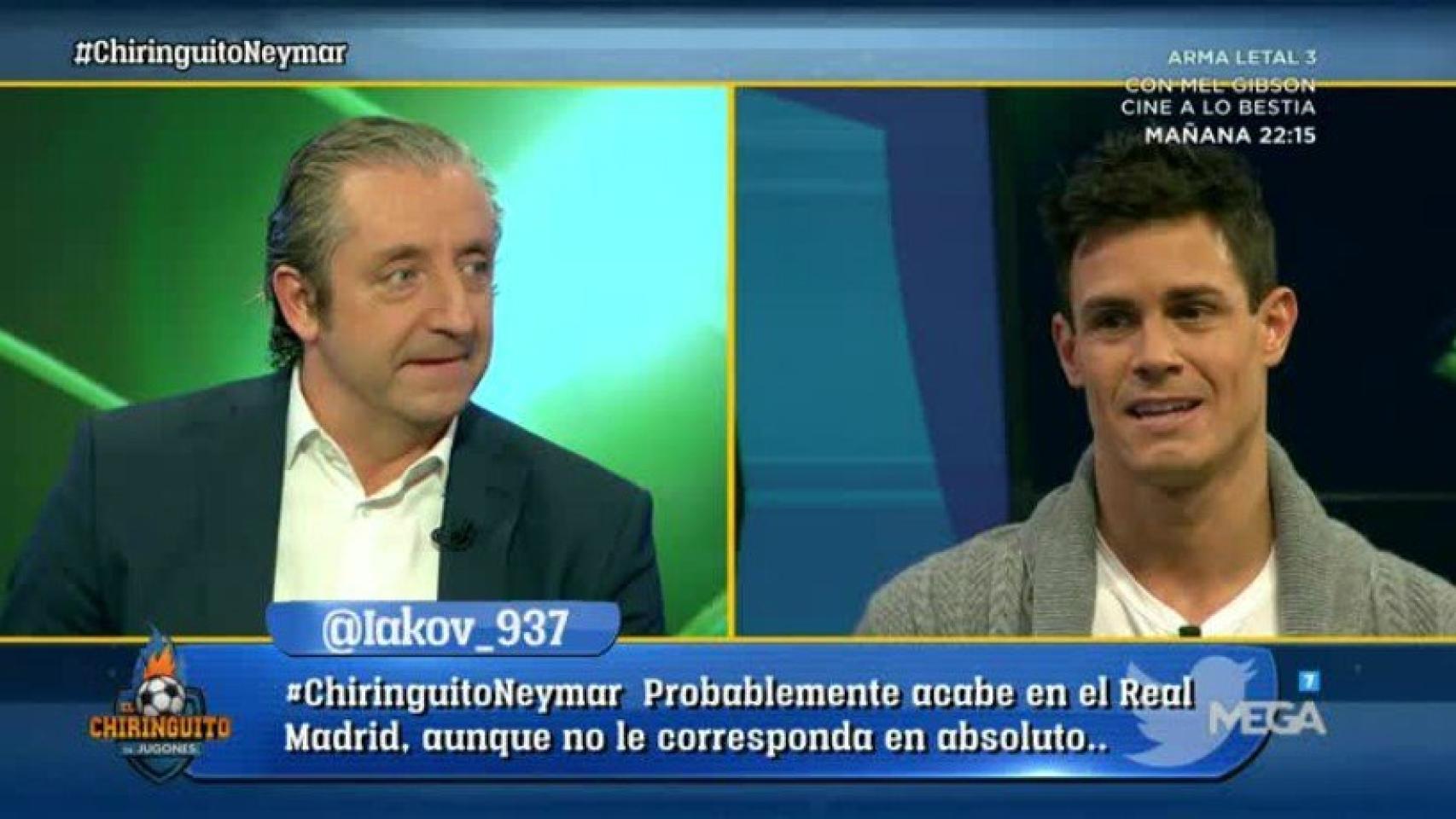 Pedrerol y Edu Aguirre, en El Chiringuito. Foto: Twitter (@elchiringuitotv)