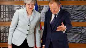 Tusk y May, durante su encuentro bilateral en Bruselas