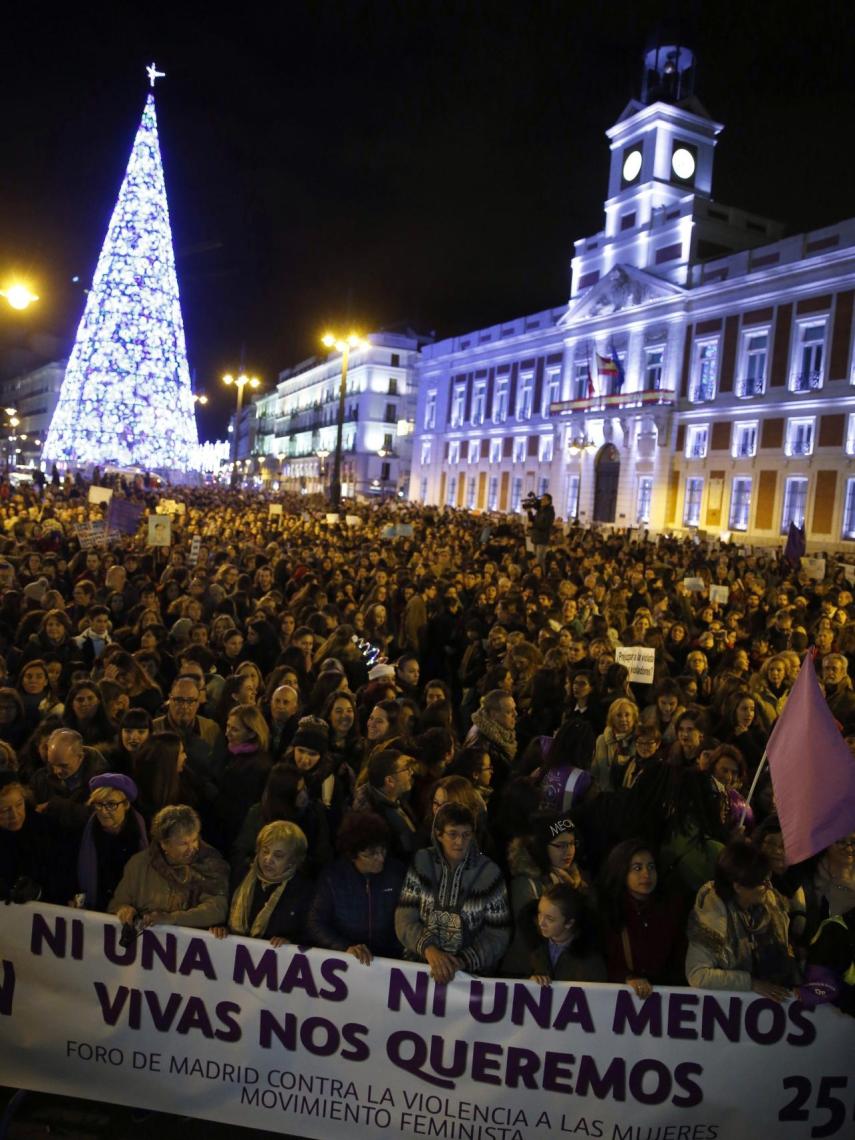 Vista general de la manifestación en Sol