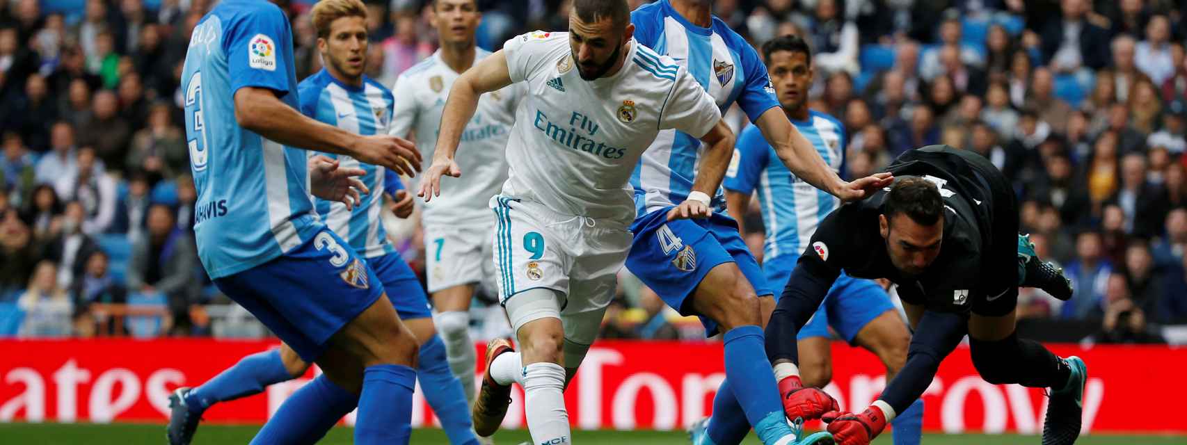 Un lance del partido entre Real Madrid y Málaga.