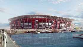 Imagen del estadio Ras Abu Aboud para el Mundial de Qatar 2022.
