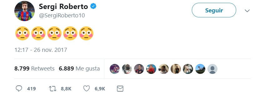 Sergi Roberto, al más puro estilo Piqué en Twitter