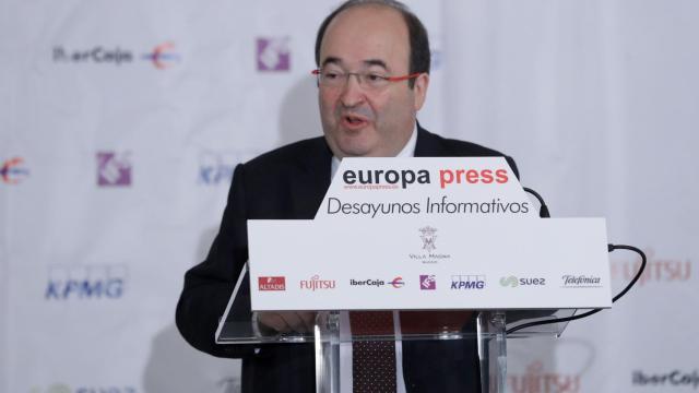 Miquel Iceta, durante los desayunos de Europa Press.