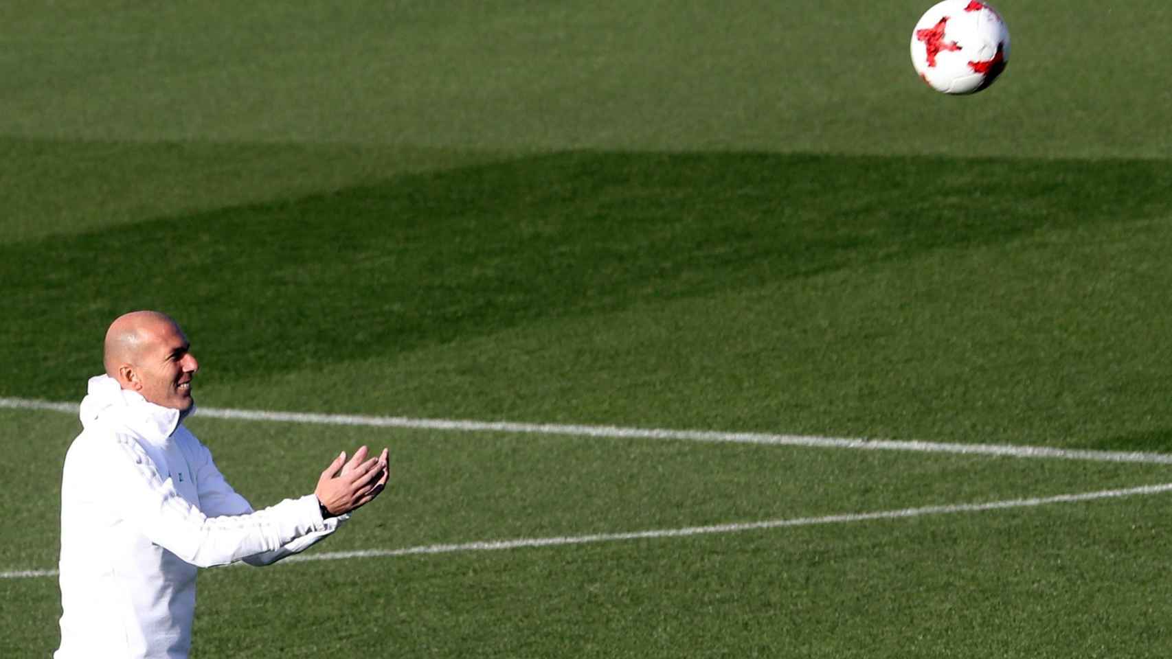 Zidane, en el entrenamiento previo al partido ante el Fuenlabrada.