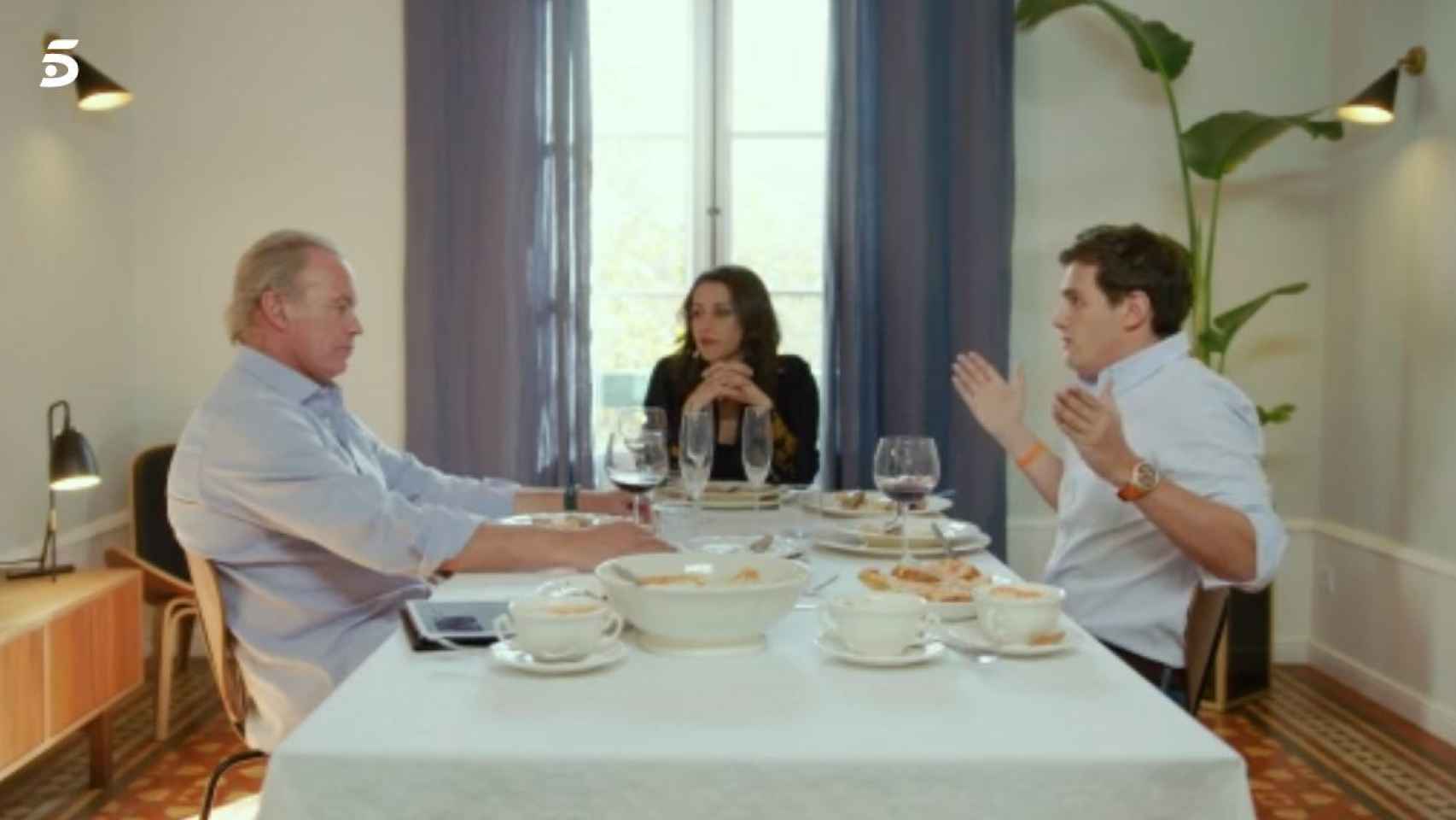 Inés Arrimadas en la comida junto a Bertín y Albert Rivera.
