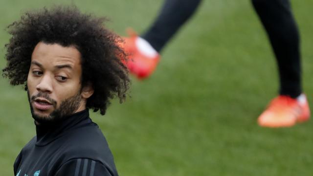 Marcelo en un entrenamiento con el Real Madrid.