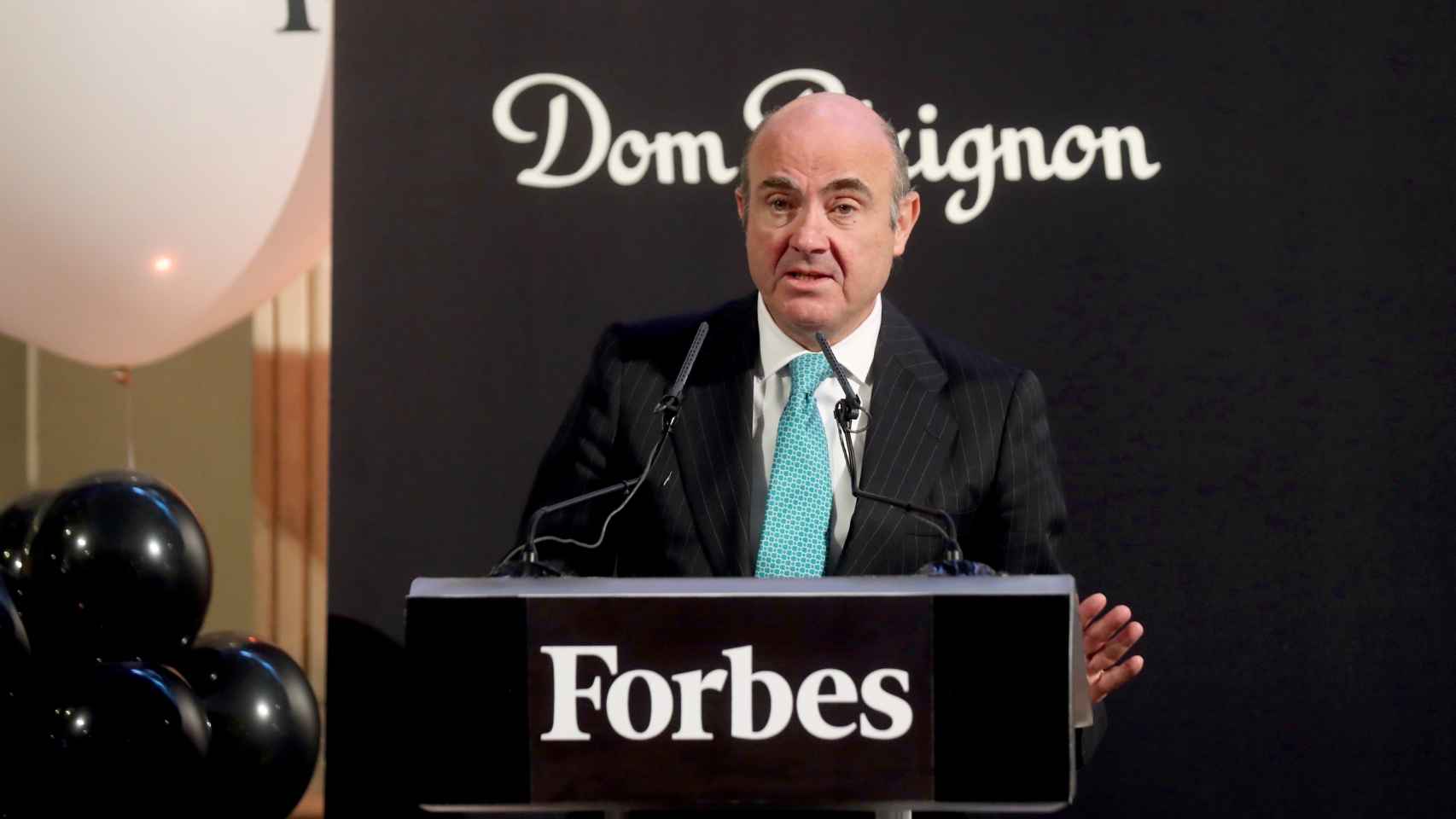 Luis de Guindos, ministro de Economía, durante su intervención en la celebración del centenario de la revista Forbes