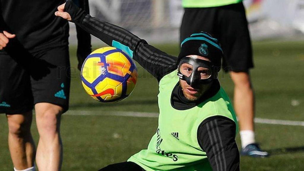 Sergio Ramos, en el entrenamiento