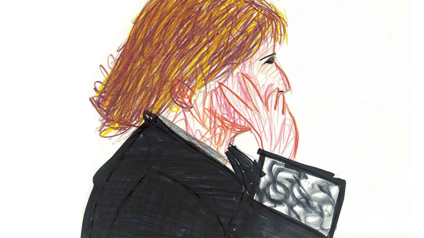 Ilustración de la fiscal Elena Sarasate durante su intervención en el juicio de la Manada.