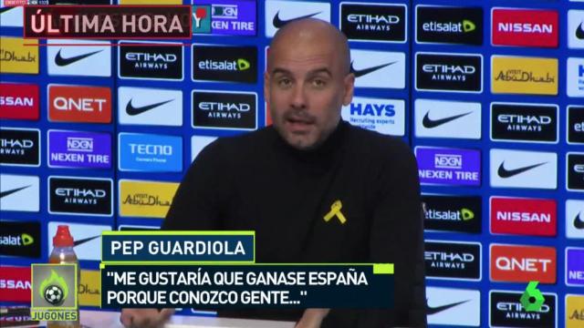 Guardiola, durante su rueda de prensa.