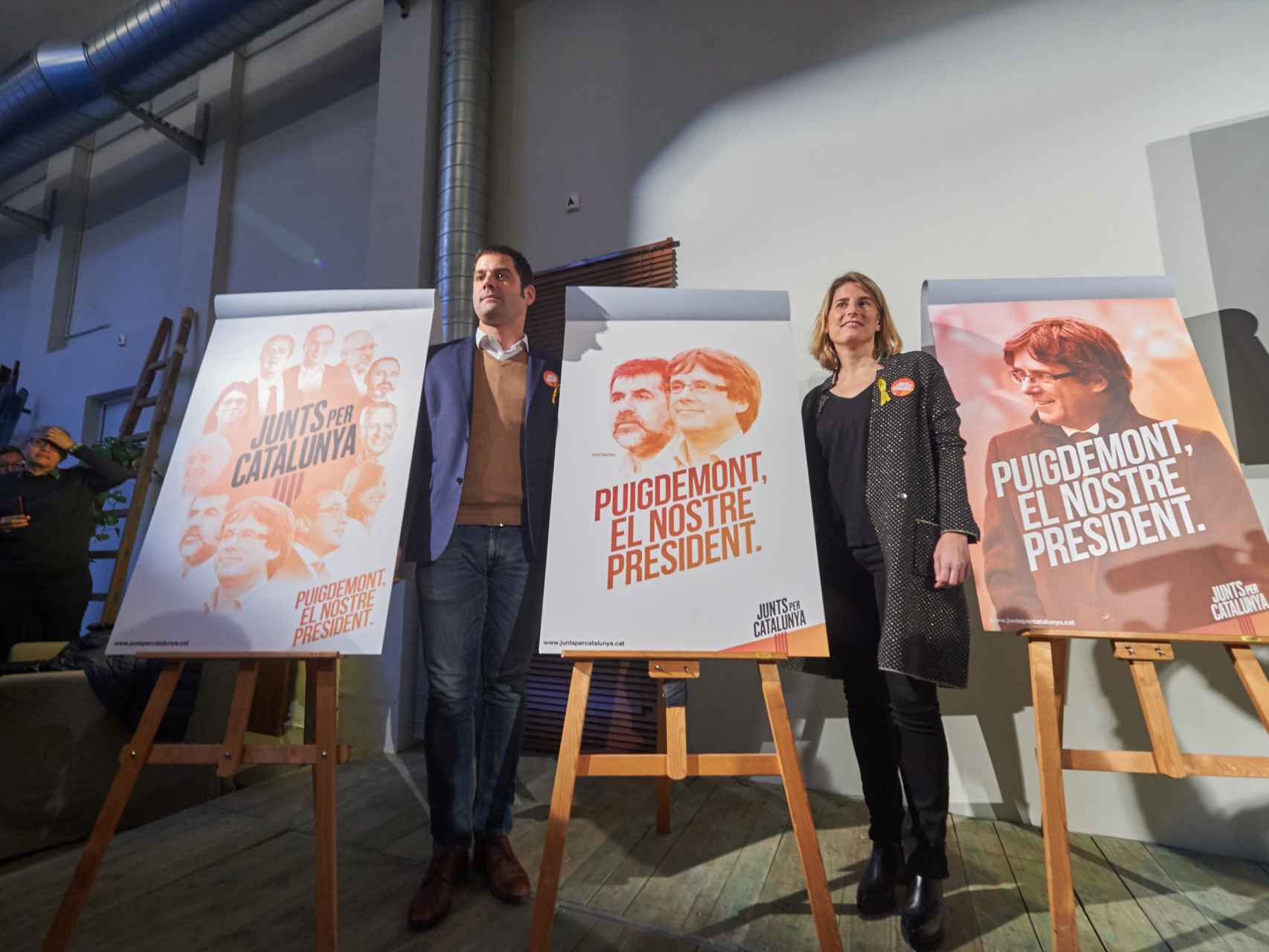 Presentación de los carteles electorales de Junts per Catalunya