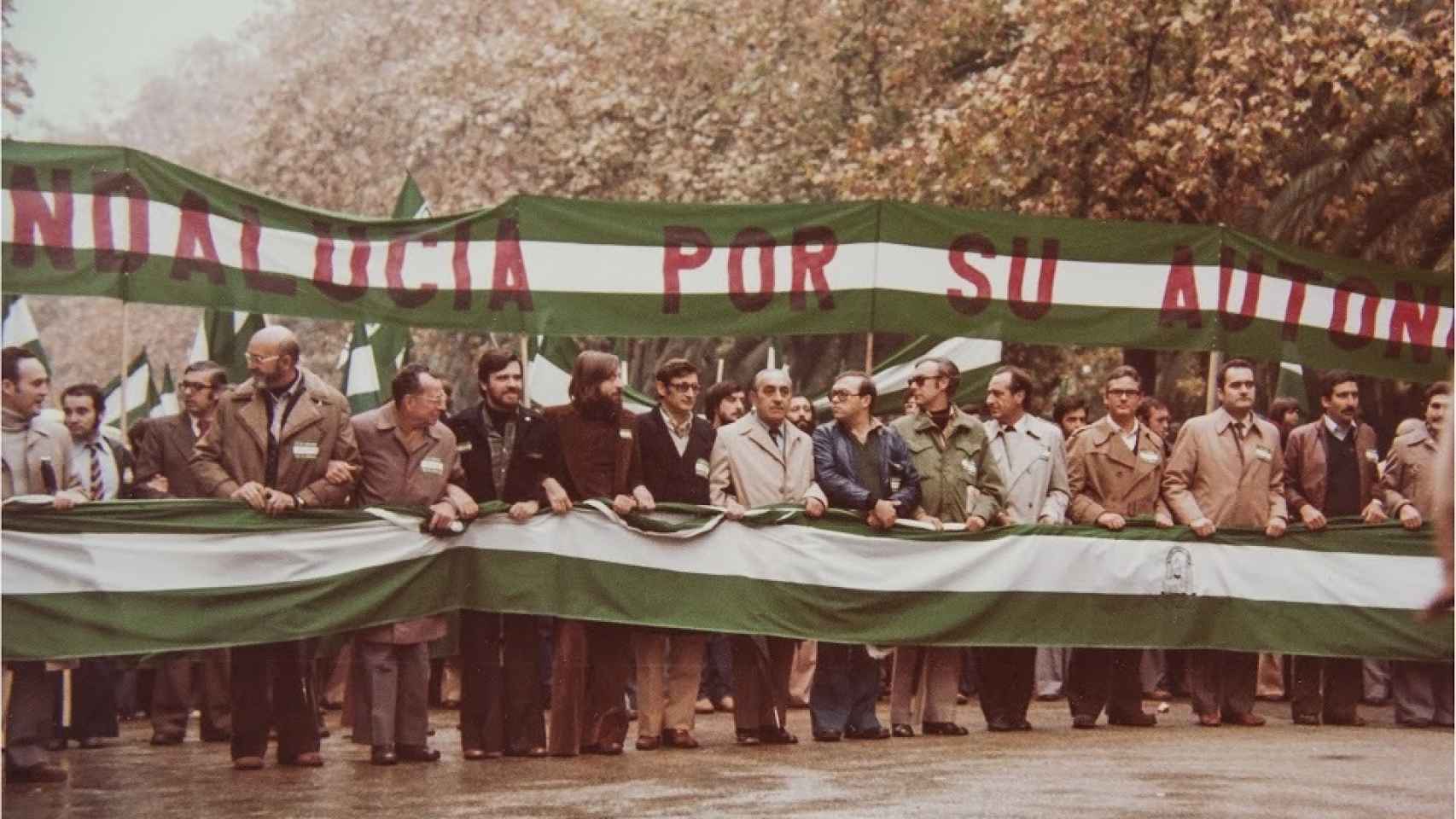 Manifestación en favor de la autonomía de Andalucía, alcanzada el 28 de febrero de 1980.