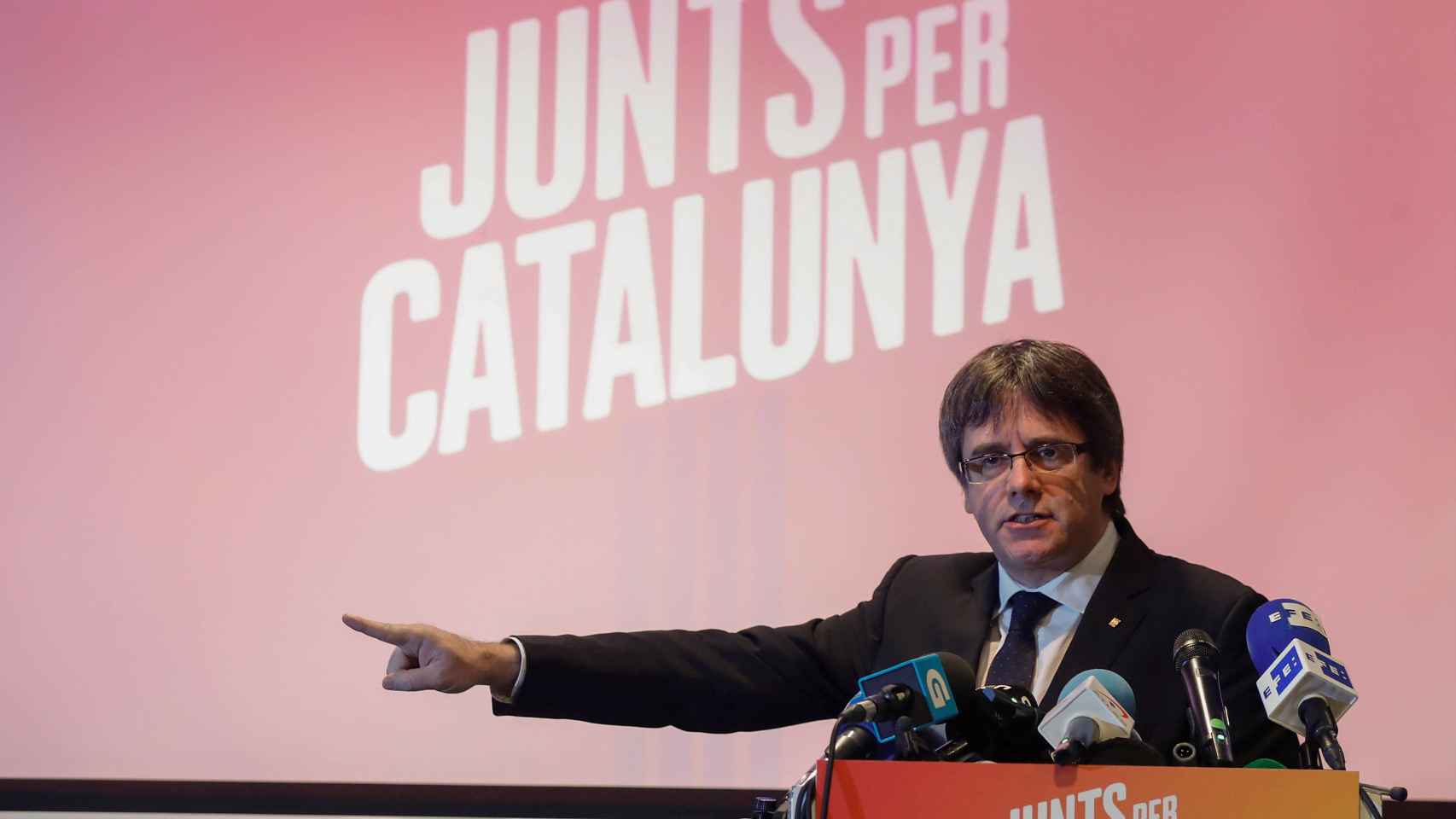 Puigdemont, en el acto de presentación de la candidatura de JxCat en Brujas.