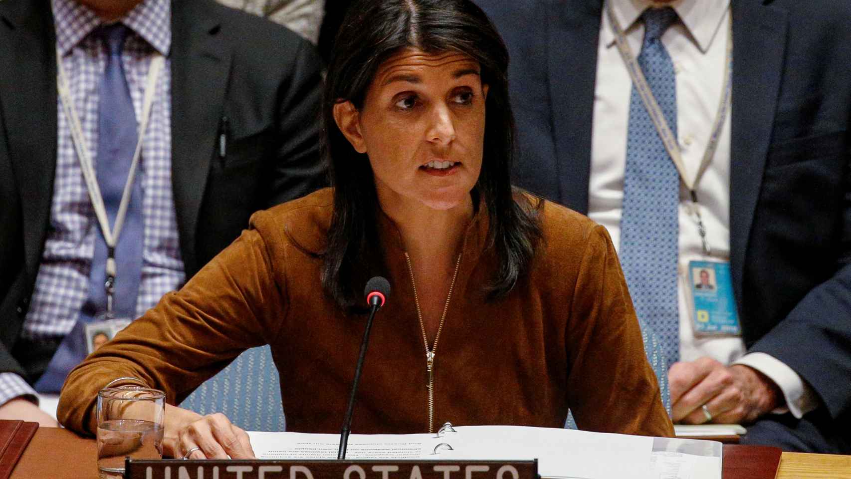 Nikki Haley, durante una asamblea de la ONU.