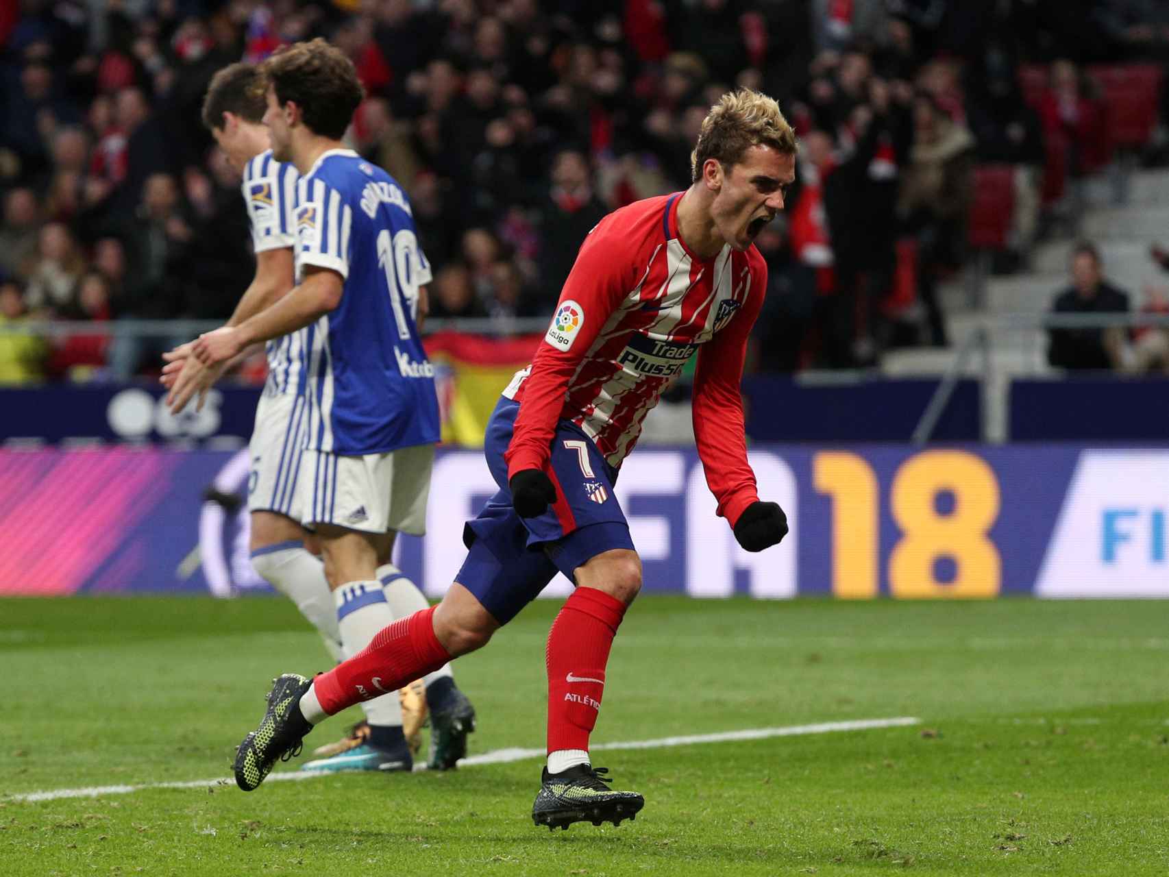 Griezmann celebra su gol contra la Real Sociedad.
